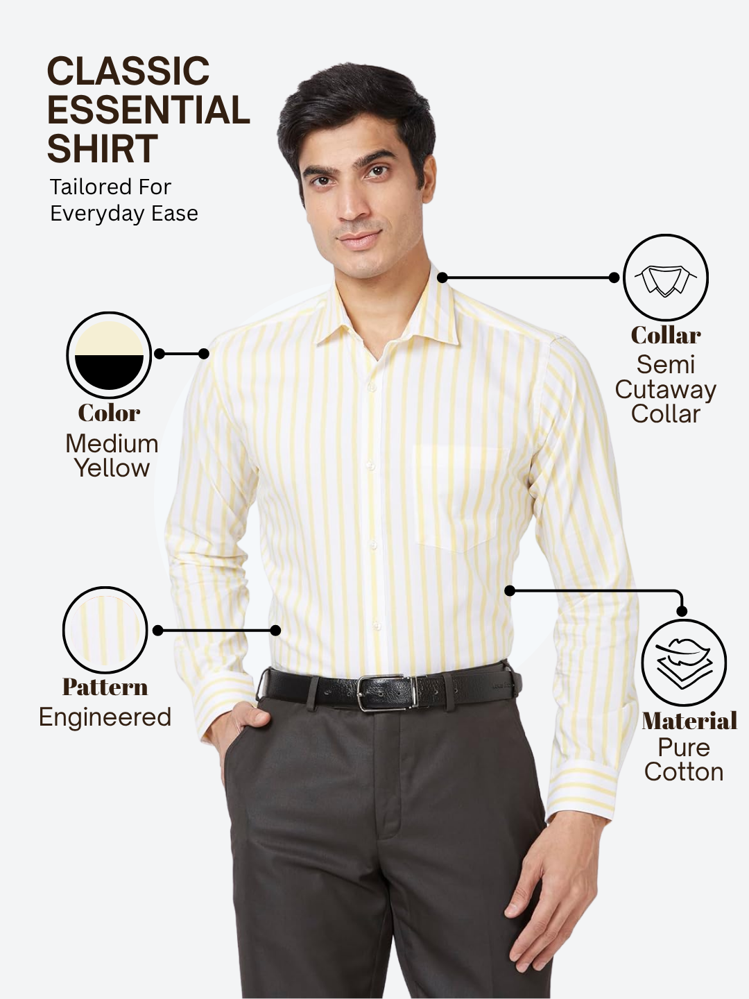 Park Avenue Men Yellow Slim Fit Engineered Formal Shirt