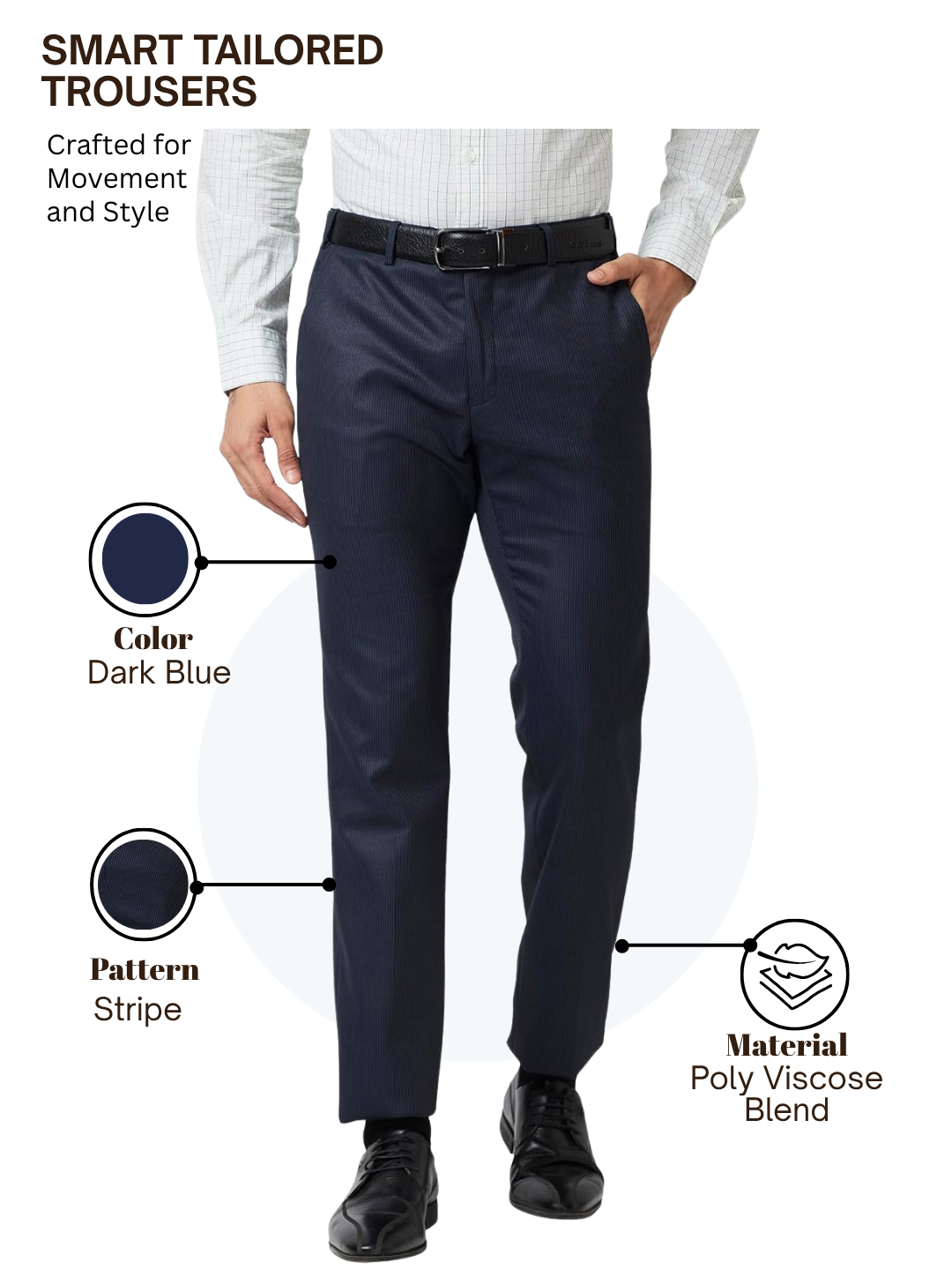 Raymond Men Blue Slim Fit Stripe Trouser
