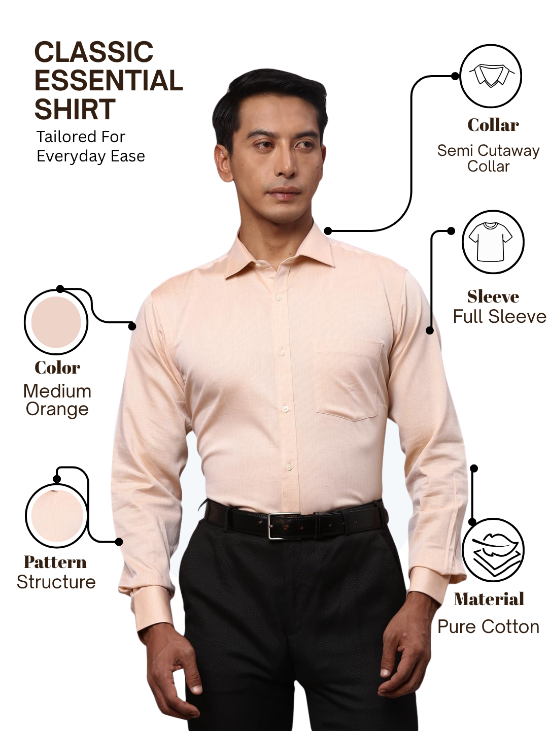 Park Avenue Men Orange Slim Fit Structure Formal Shirt