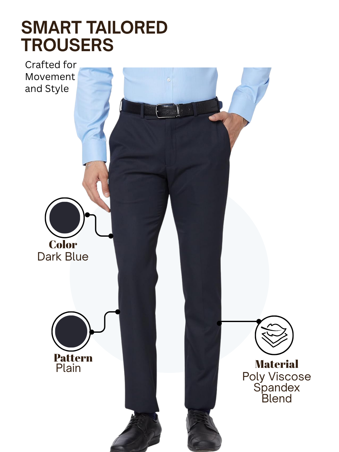 Park Avenue Men Blue Smart Fit Plain Trouser