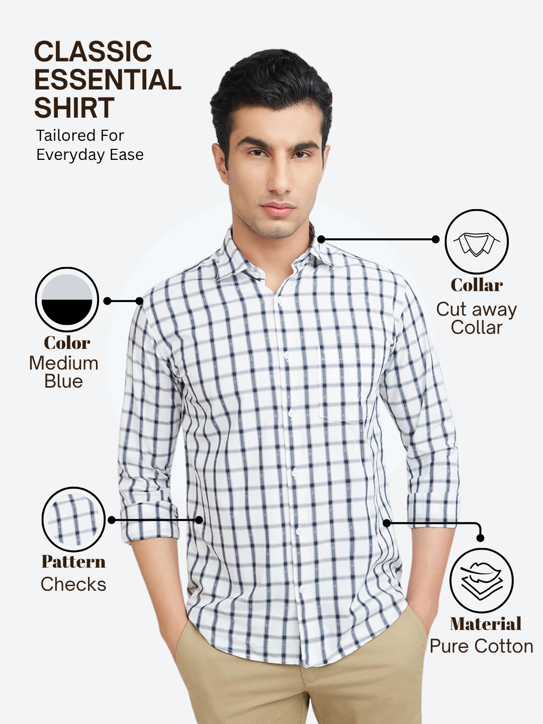 Park Avenue Men Blue Slim Fit Checks Casual Shirt