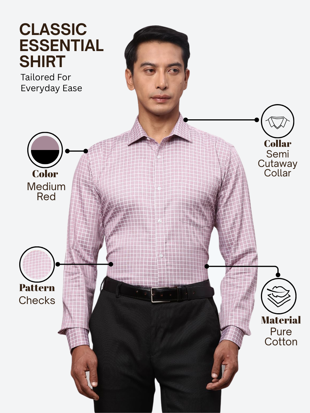 Park Avenue Men Red Slim Fit Checks Formal Shirt