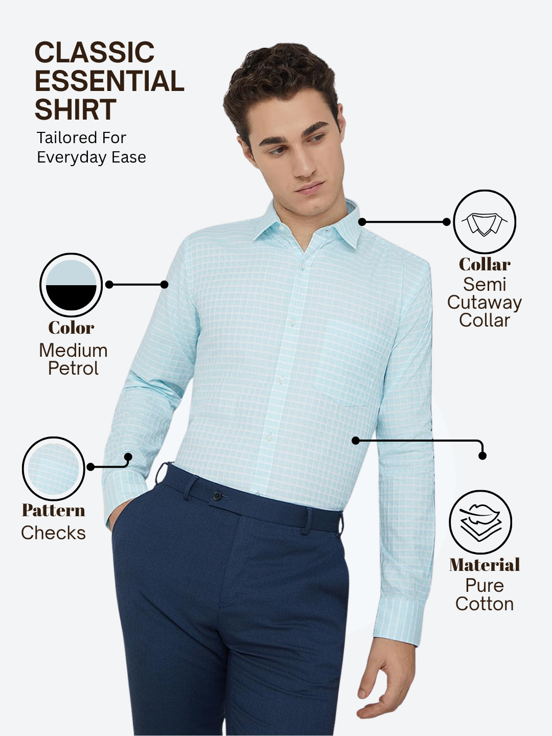 Park Avenue Men Blue Slim Fit Checks Formal Shirt