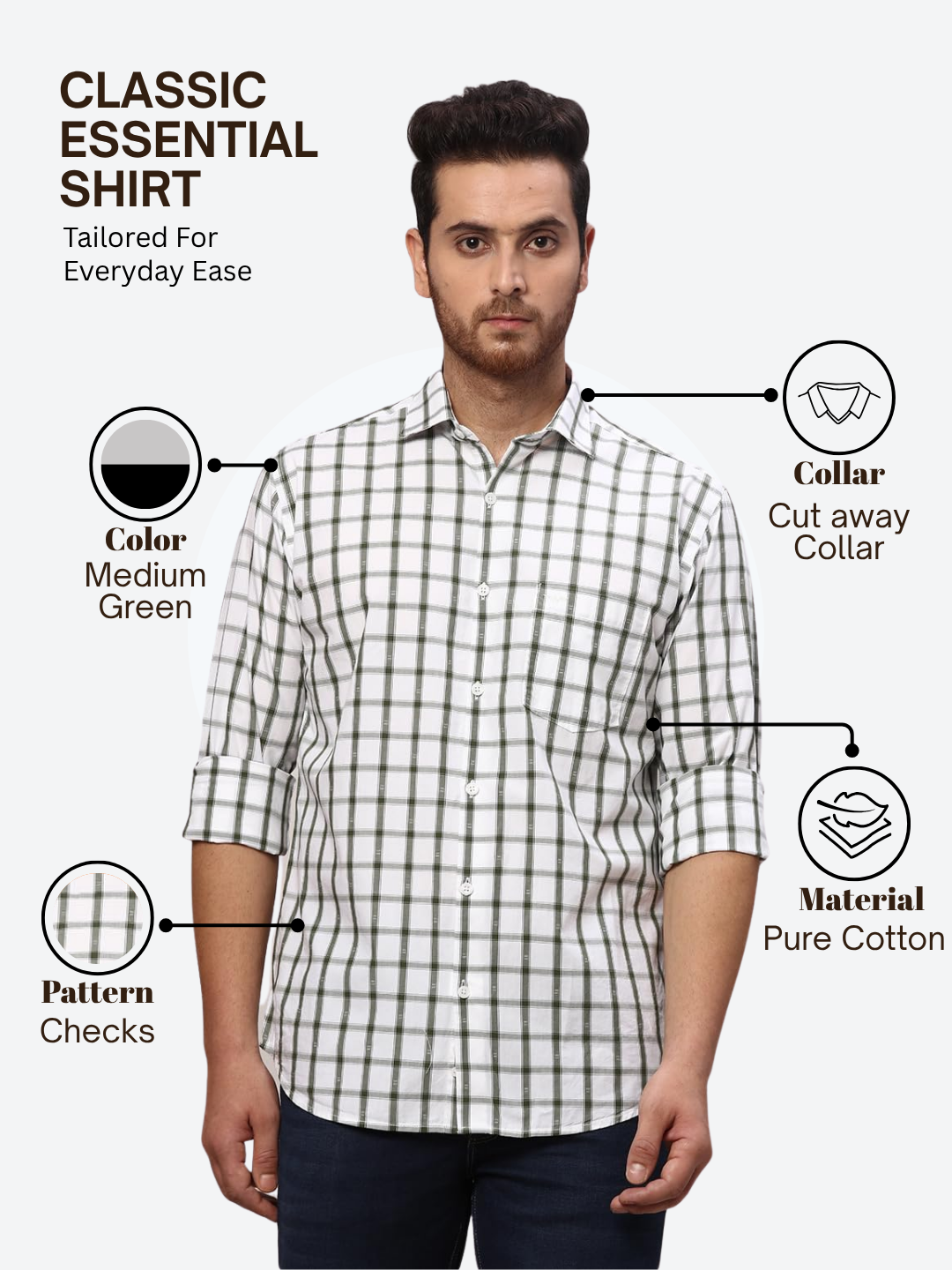 Park Avenue Men Green Slim Fit Checks Casual Shirt