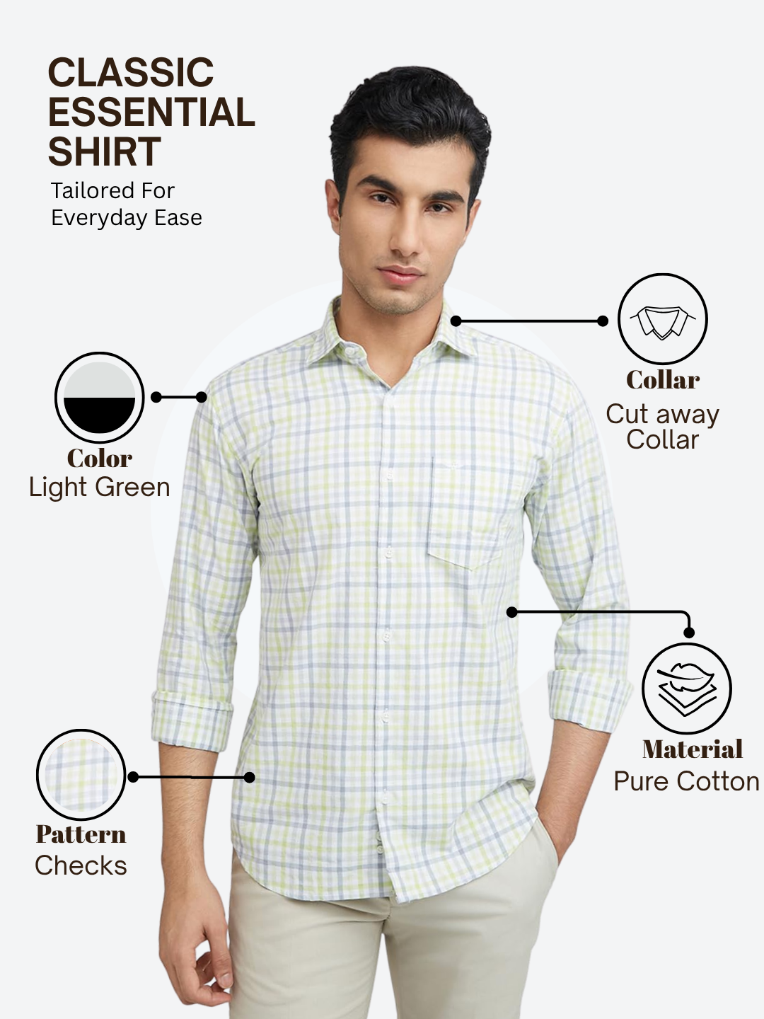 Park Avenue Men Green Slim Fit Checks Casual Shirt