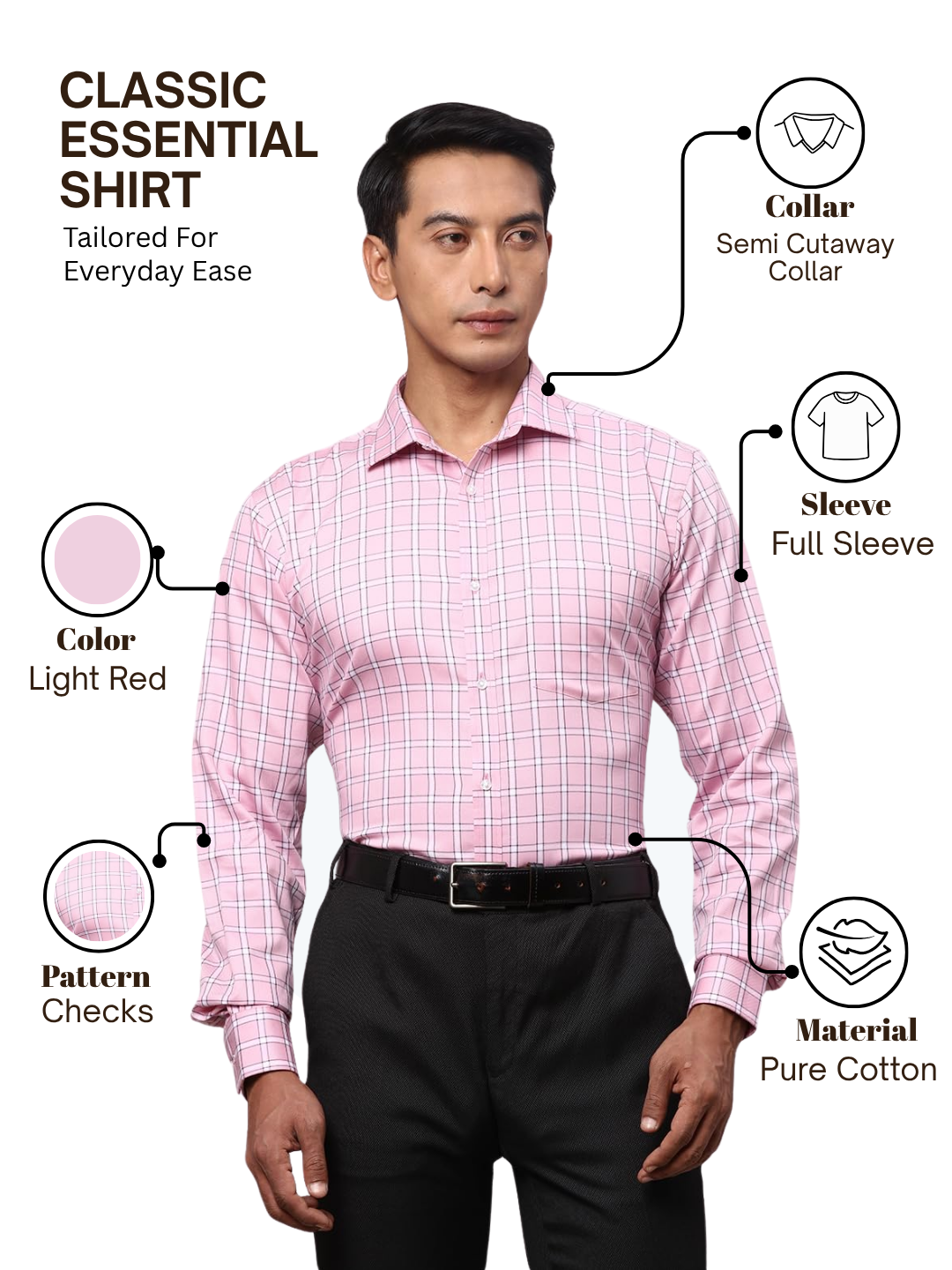 Park Avenue Men Pink Slim Fit Checks Formal Shirt
