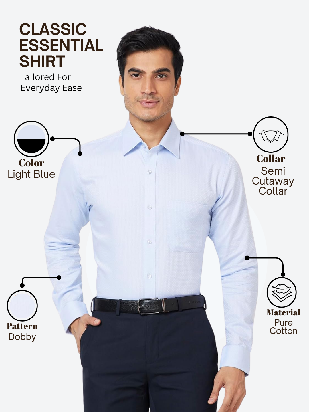 Raymond Men Blue Slim Fit Dobby Formal Shirt