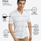 Park Avenue Men White Slim Fit Stripe Polo Neck Collar T-Shirt
