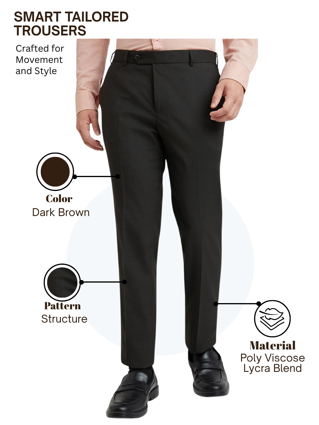 Raymond Men Brown Slim Fit Structure Trouser