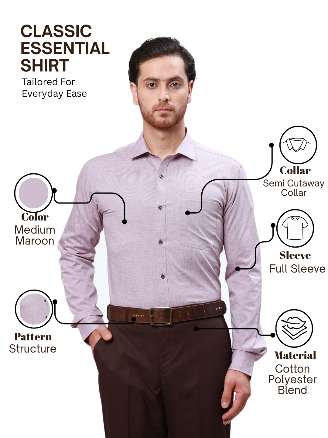 Park Avenue Men Maroon Slim Fit Structure Formal Shirt