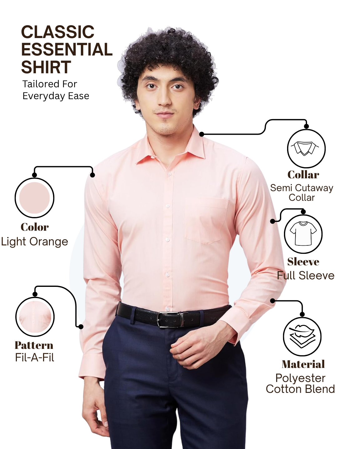 Park Avenue Men Orange Slim Fit Fil-A-Fil Formal Shirt