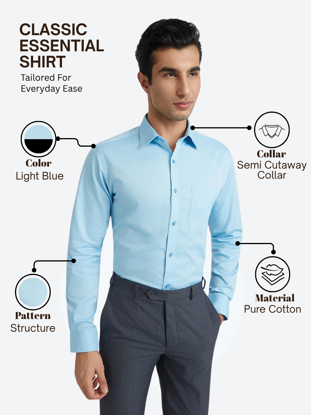Raymond Men Blue Slim Fit Structure Formal Shirt