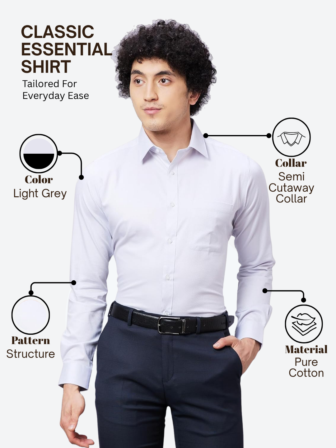 Raymond Men Grey Slim Fit Structure Formal Shirt – MyRaymond