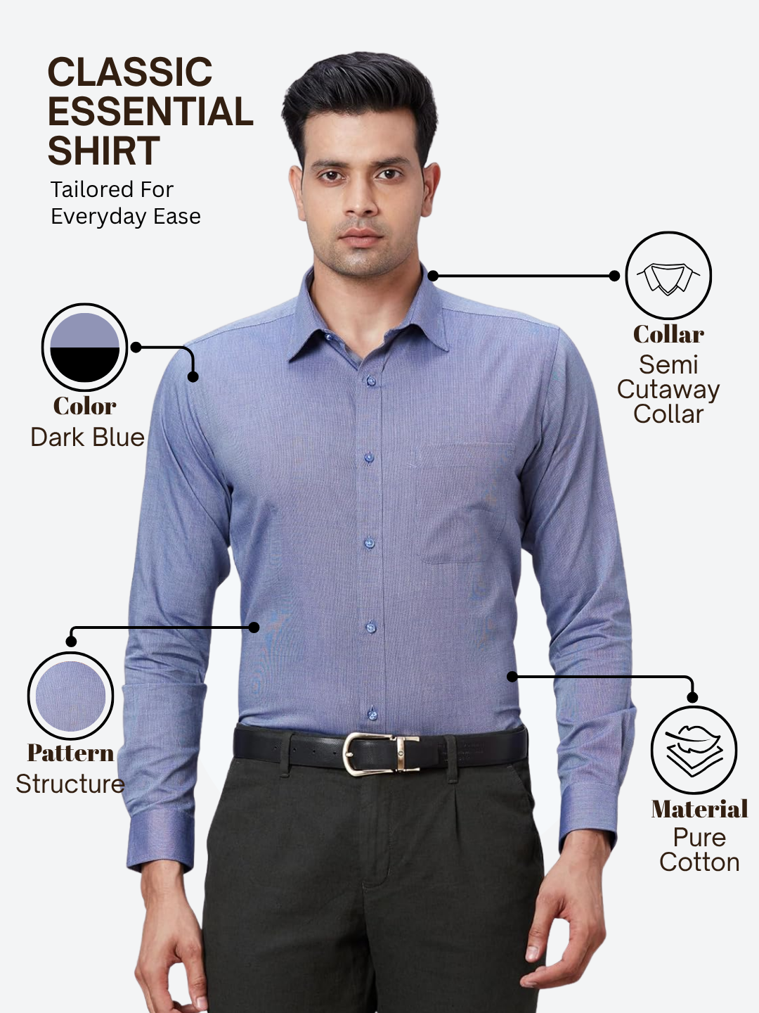 Raymond Men Blue Slim Fit Structure Formal Shirt