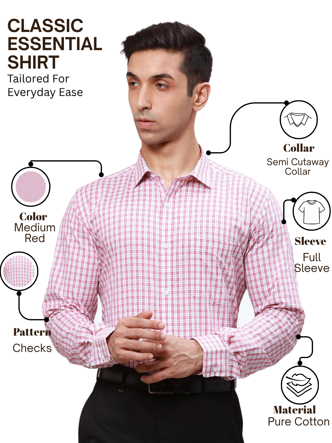 Park Avenue Men Pink Slim Fit Checks Formal Shirt