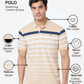 Park Avenue Men Brown Slim Fit Stripe Polo Neck Collar T-Shirt