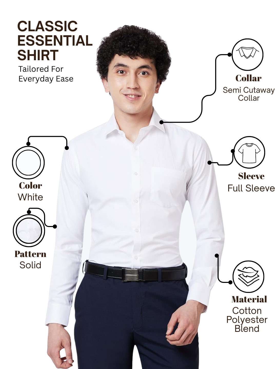 Park Avenue Men White Slim Fit Solid Formal Shirt