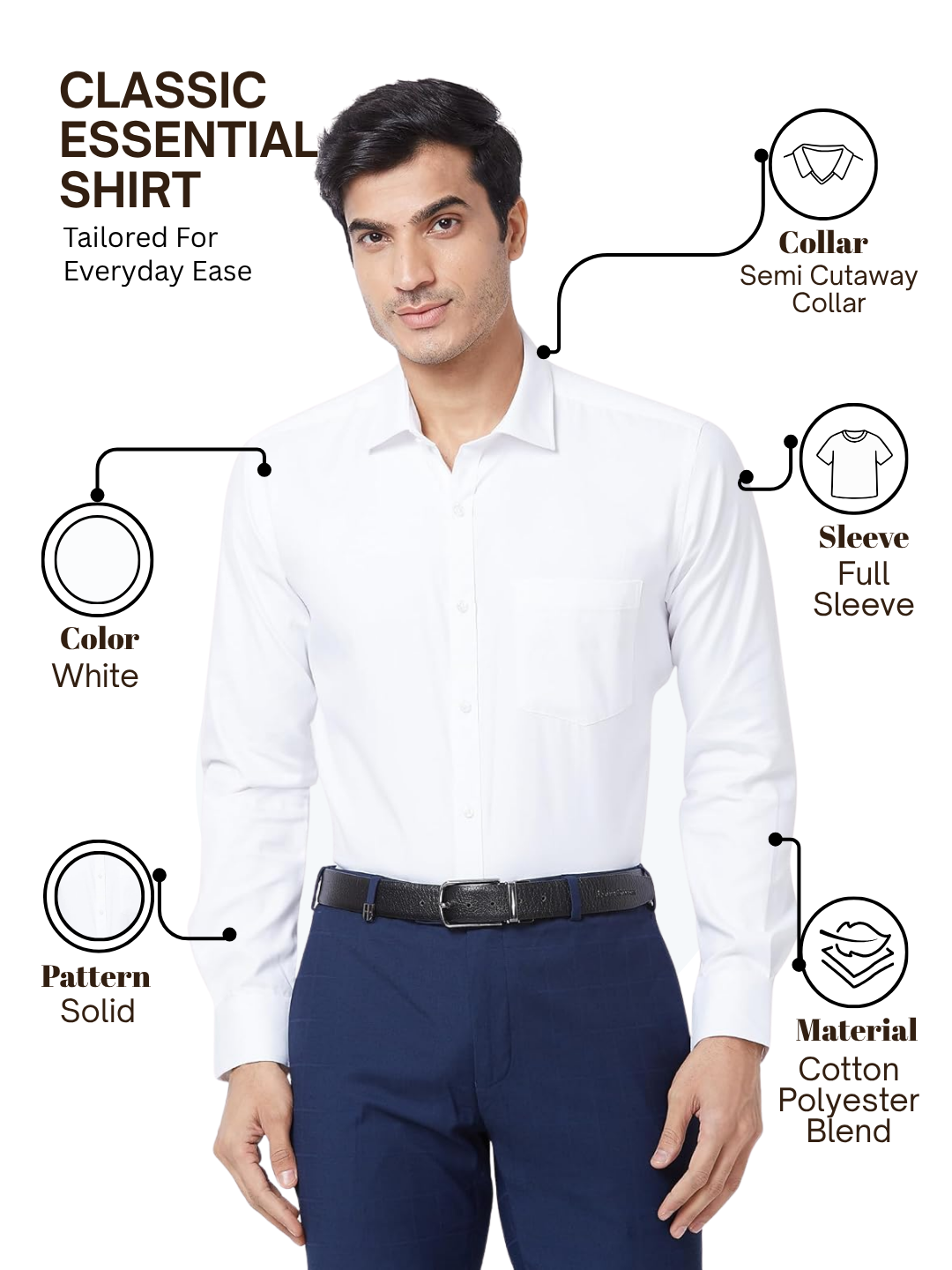 Park Avenue Men White Slim Fit Solid Formal Shirt