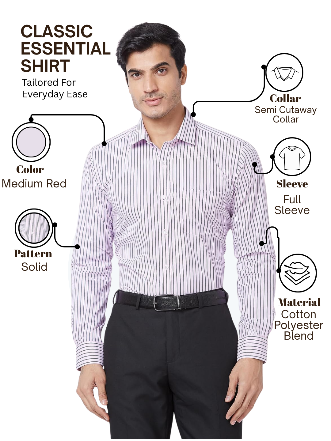 Park Avenue Men Red Slim Fit Solid Formal Shirt