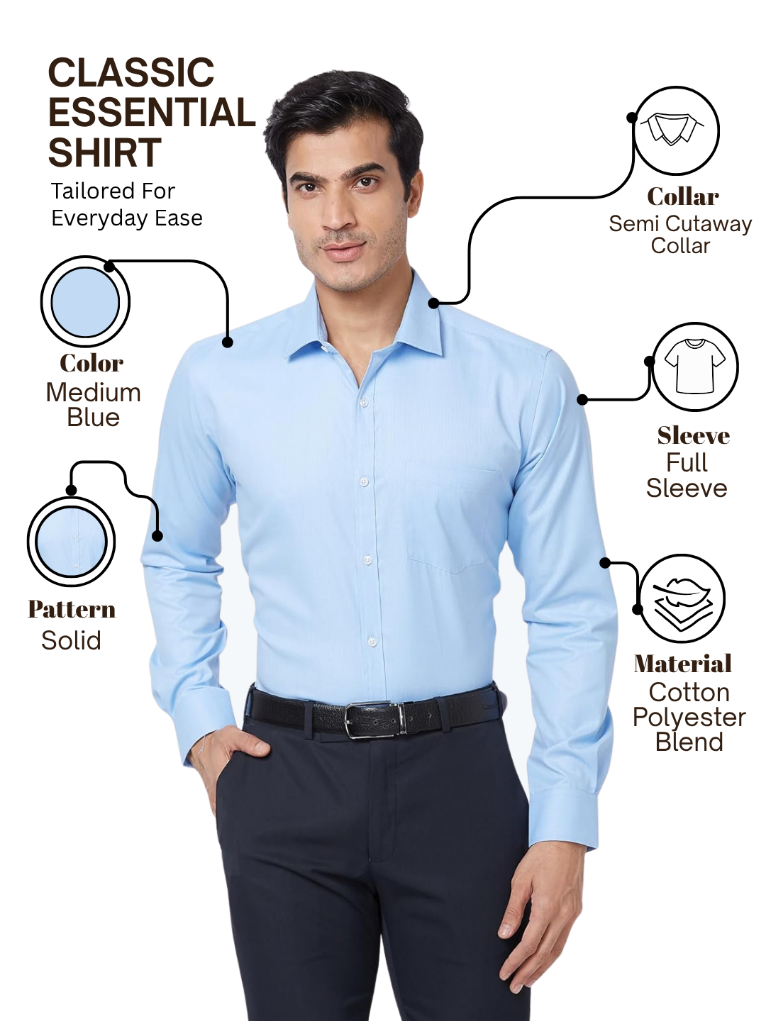 Park Avenue Men Blue Slim Fit Solid Formal Shirt