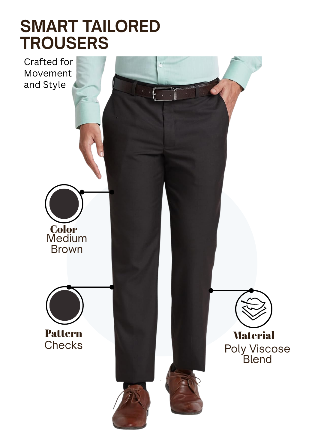 Park Avenue Men Brown Smart Fit Checks Trouser