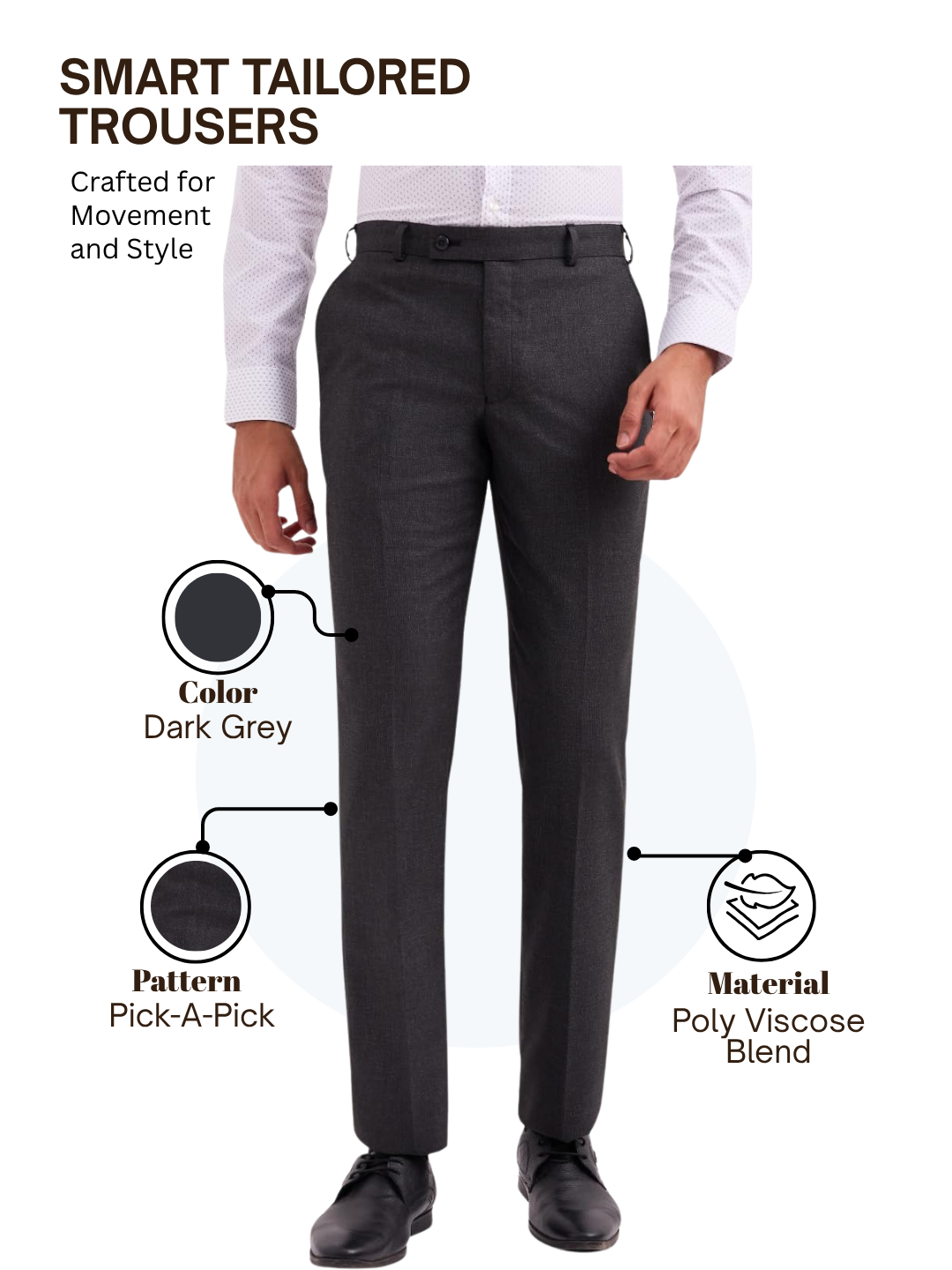 Park Avenue Men Grey Smart Fit Pick-A-Pick Trouser