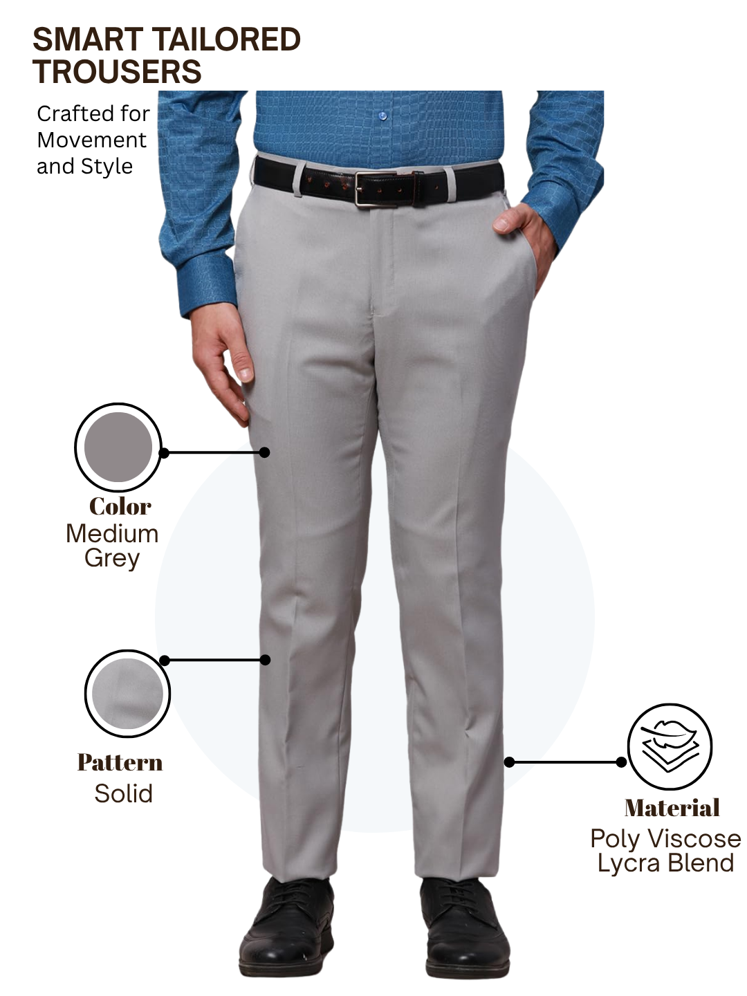 Raymond Men Grey Slim Fit Structure Trouser