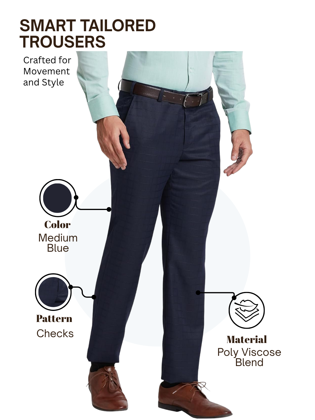 Park Avenue Men Blue Smart Fit Checks Trouser