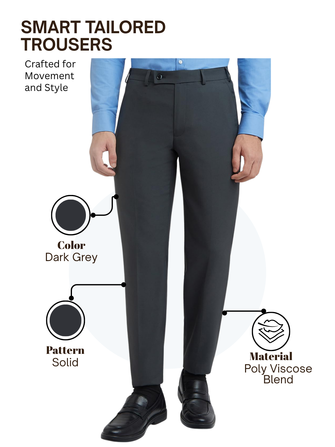 Park Avenue Men Grey Smart Fit Solid Trouser