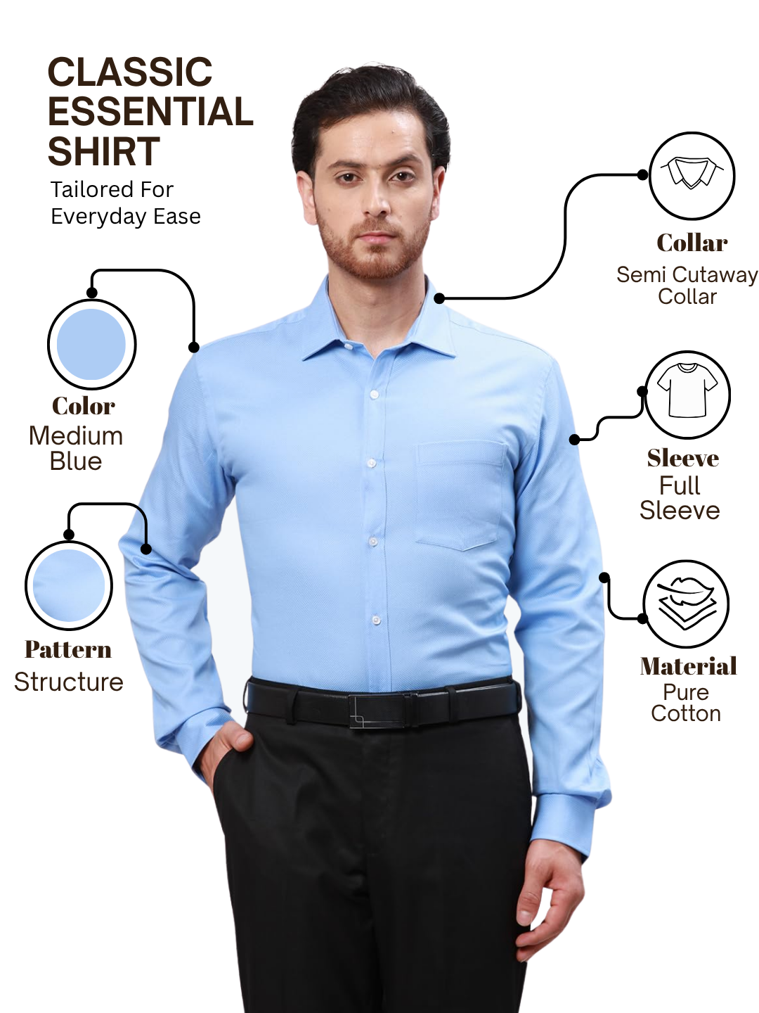Park Avenue Men Blue Slim Fit Structure Formal Shirt