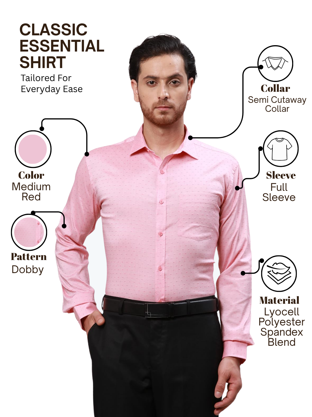Park Avenue Men Pink Slim Fit Dobby Formal Shirt