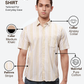 Park Avenue Men Khaki Slim Fit Stripe Casual Shirt