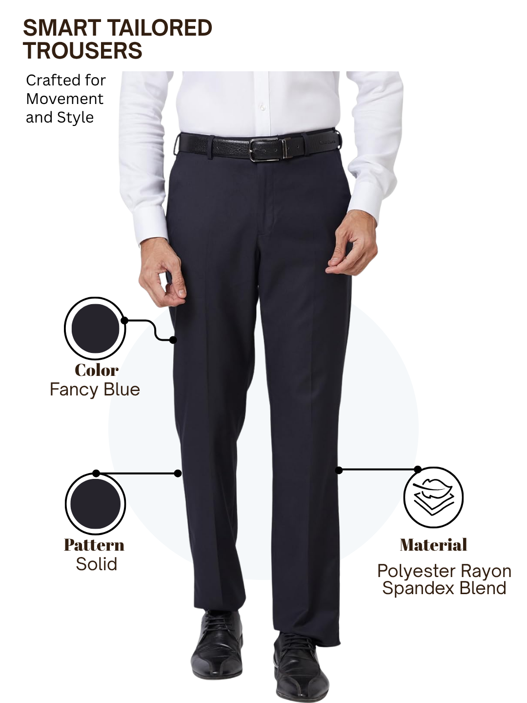 Park Avenue Men Blue Smart Fit Solid Trouser