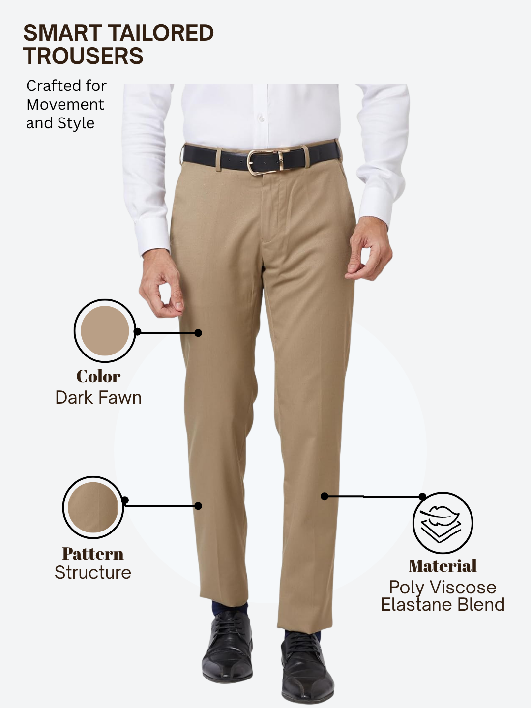 Raymond Men Fawn Slim Fit Structure Trouser
