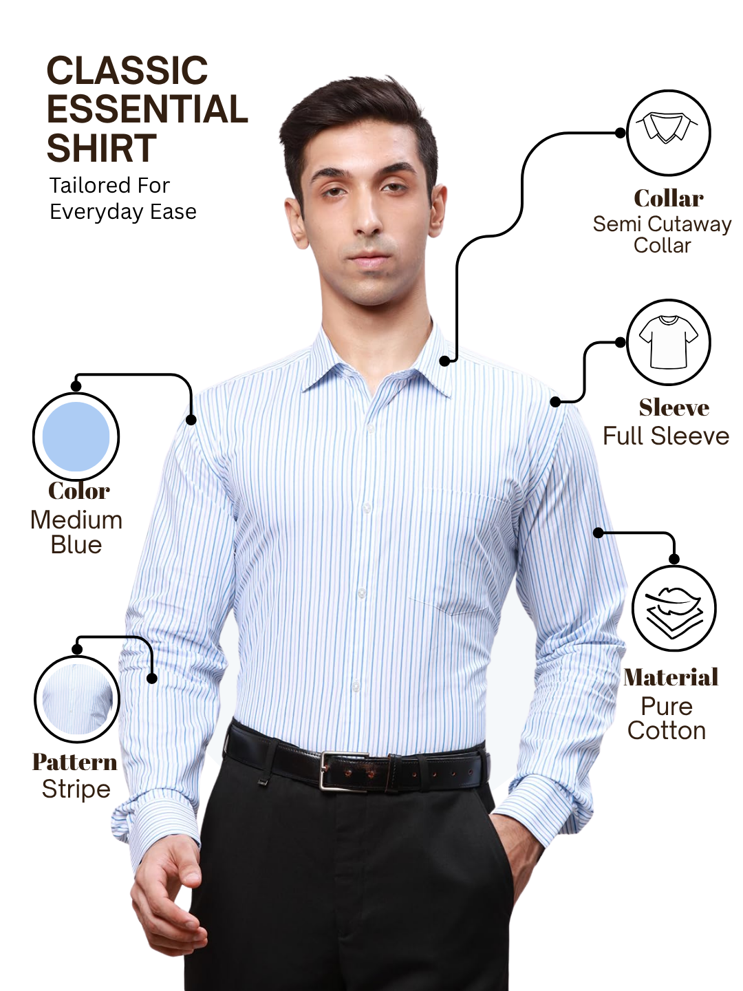 Park Avenue Men Blue Slim Fit Stripe Formal Shirt