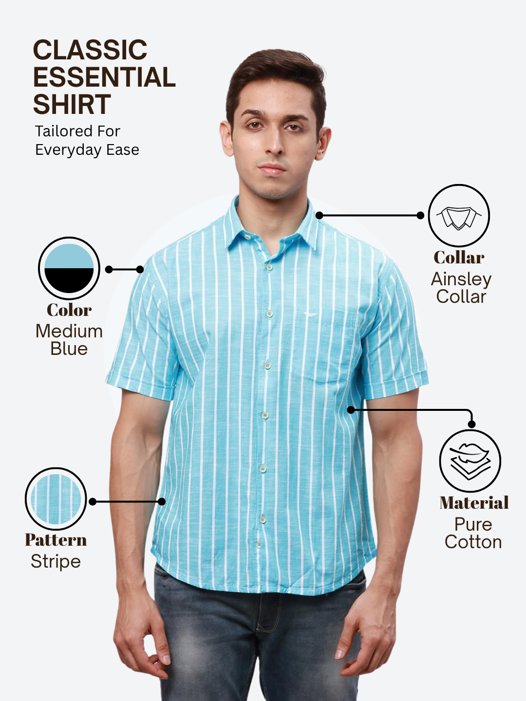 Park Avenue Men Blue Slim Fit Stripe Casual Shirt