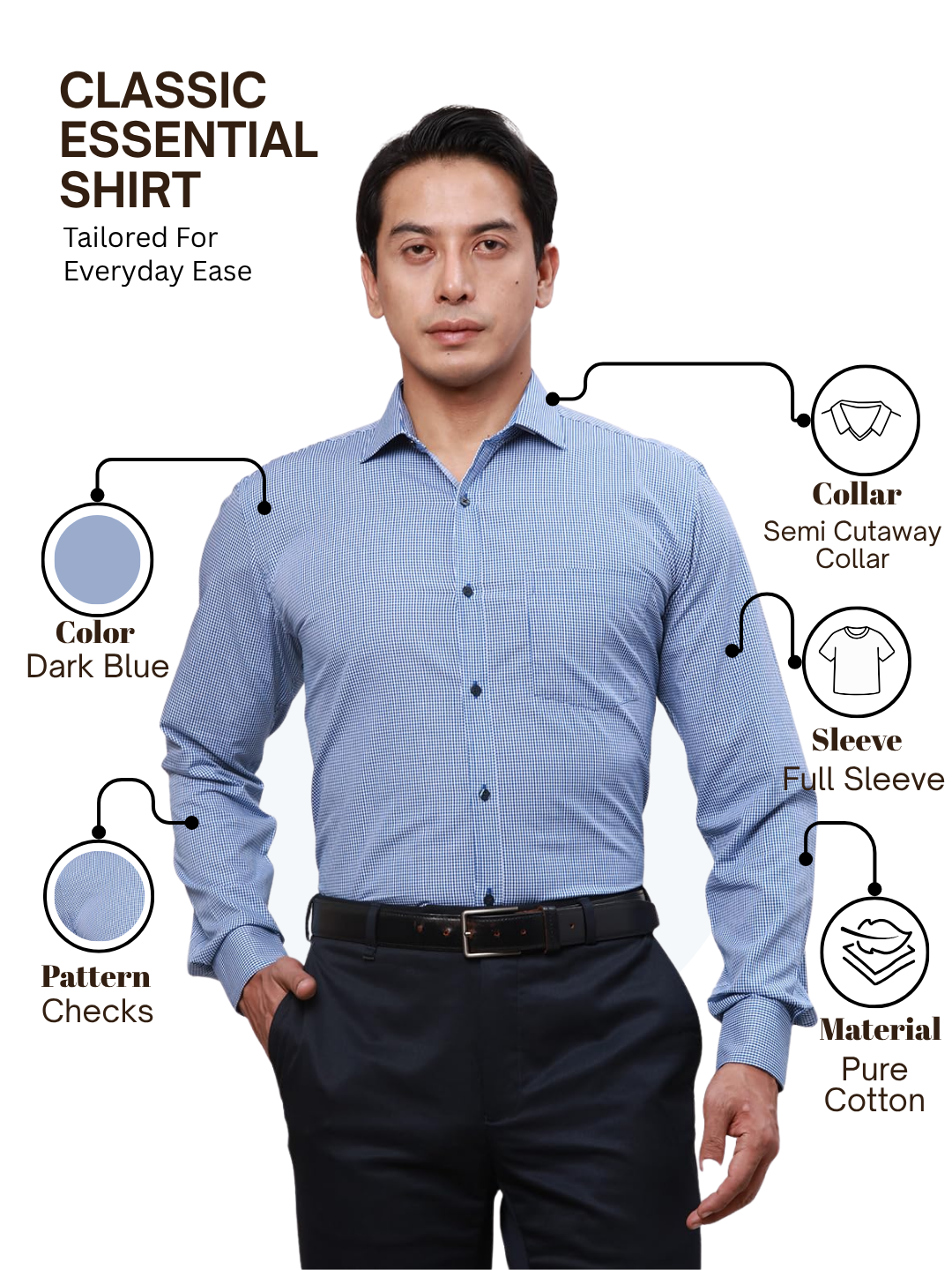 Park Avenue Men Blue Slim Fit Checks Formal Shirt