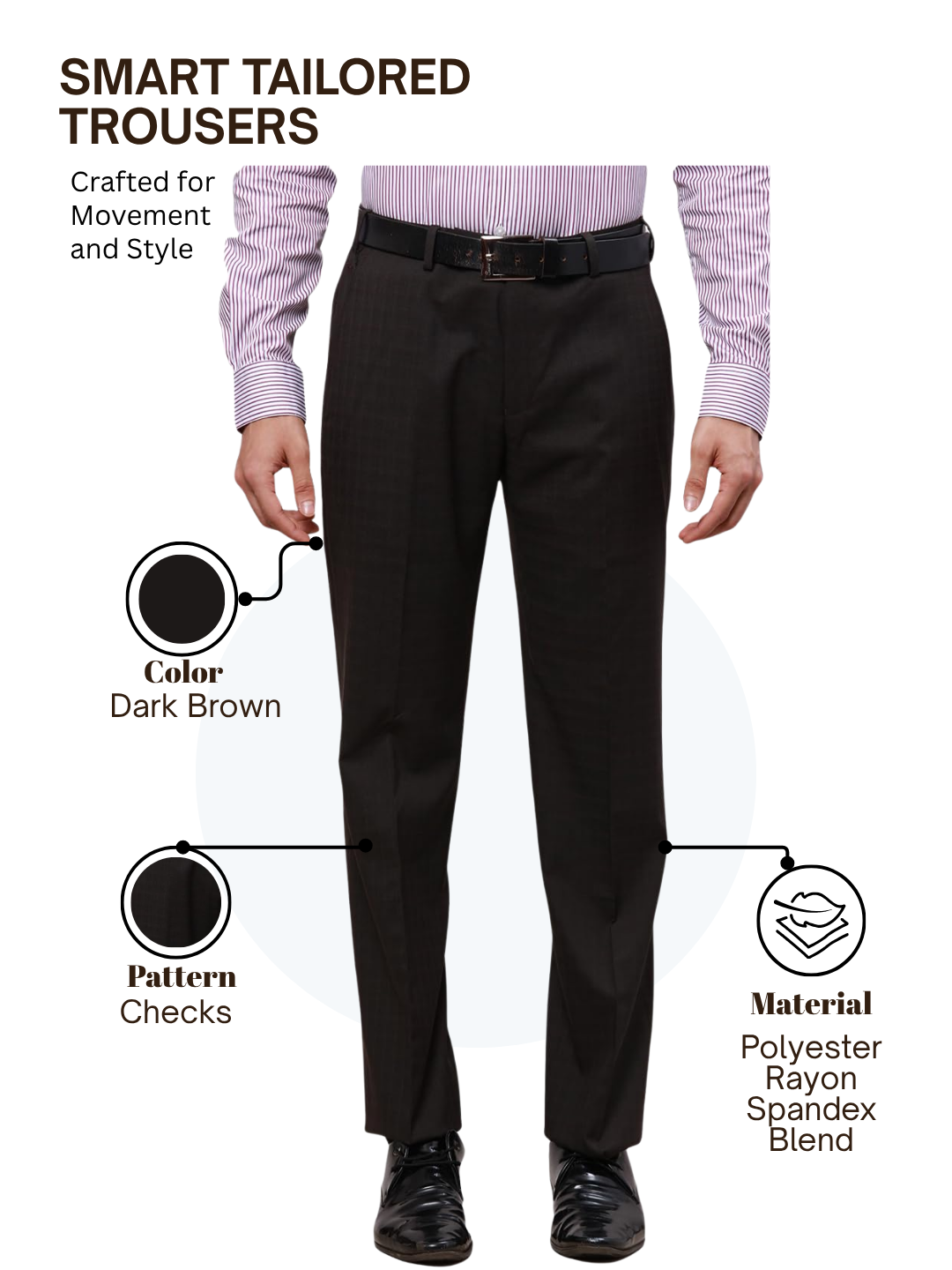 Park Avenue Men Brown Smart Fit Checks Trouser