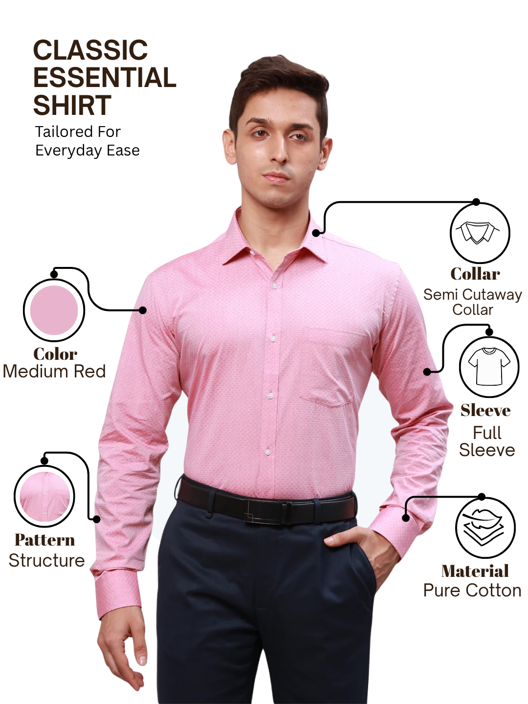 Park Avenue Men Pink Slim Fit Structure Formal Shirt