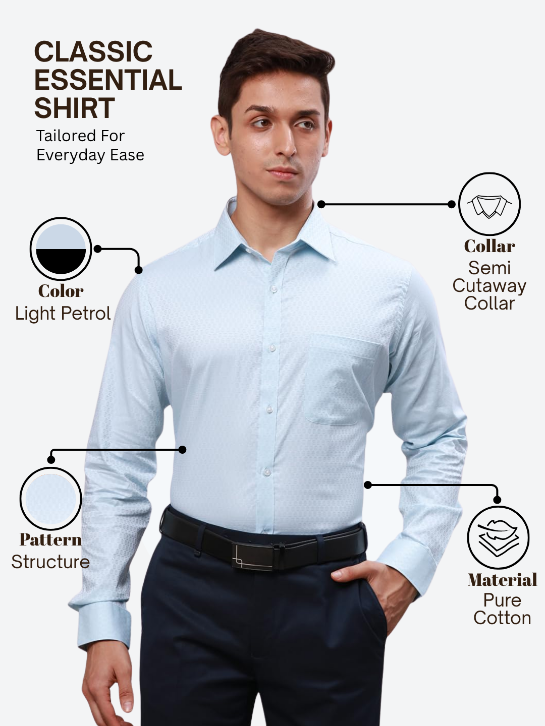 Raymond Men Blue Slim Fit Structure Formal Shirt
