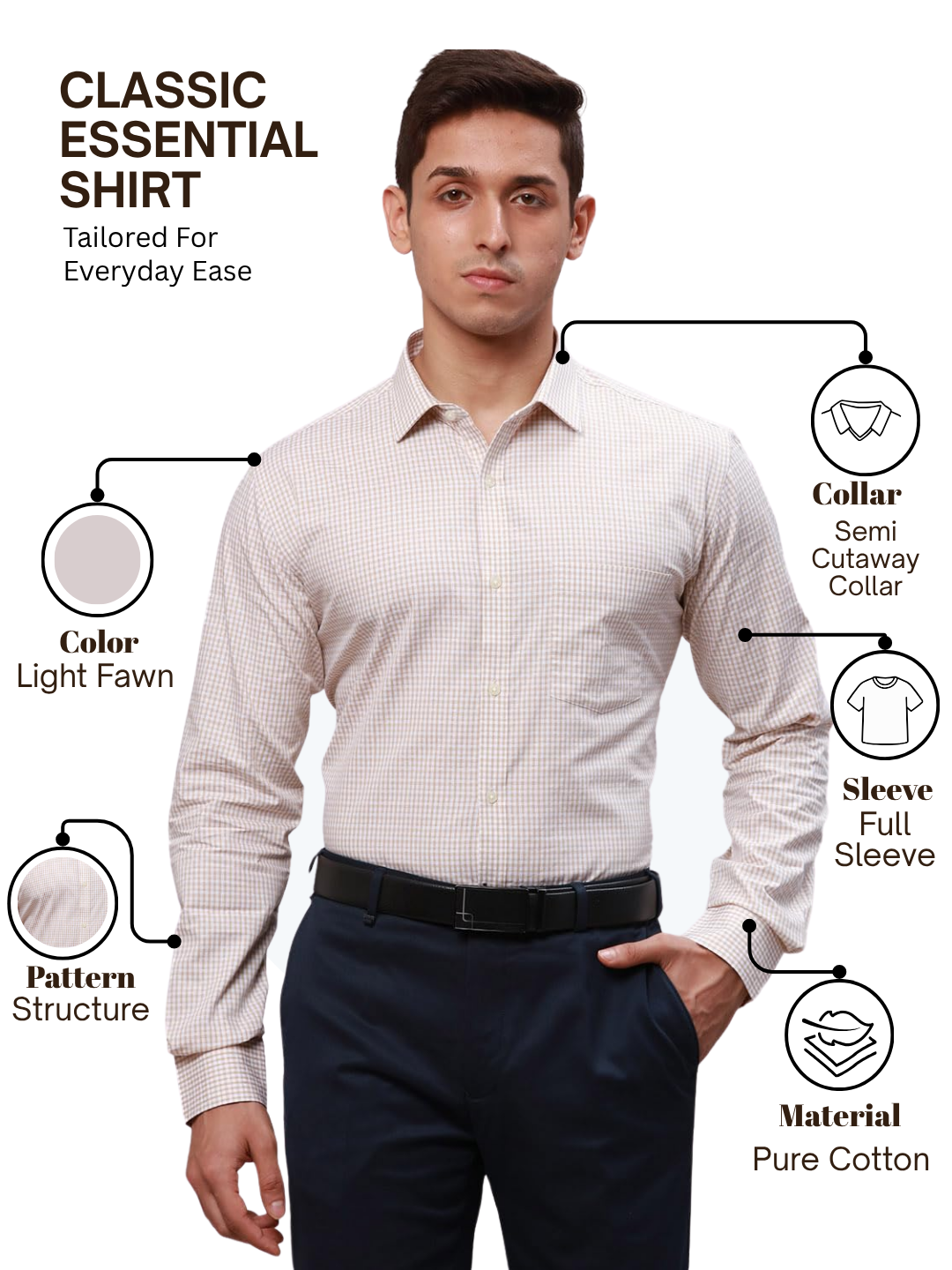 Park Avenue Men Fawn Slim Fit Structure Formal Shirt