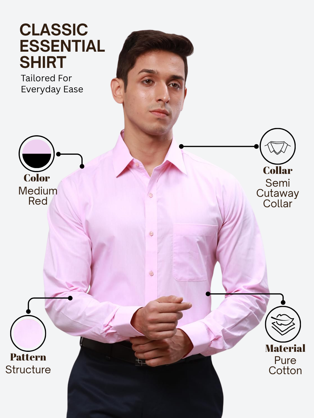 Raymond Men Pink Slim Fit Structure Formal Shirt