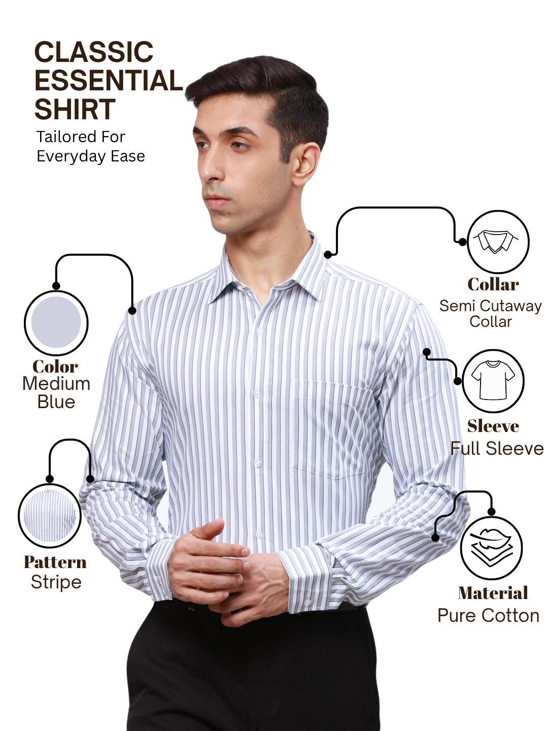 Park Avenue Men Blue Slim Fit Stripe Formal Shirt