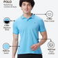 Raymond Men Blue Contemporary Fit Solid Polo Neck Collar T-Shirt