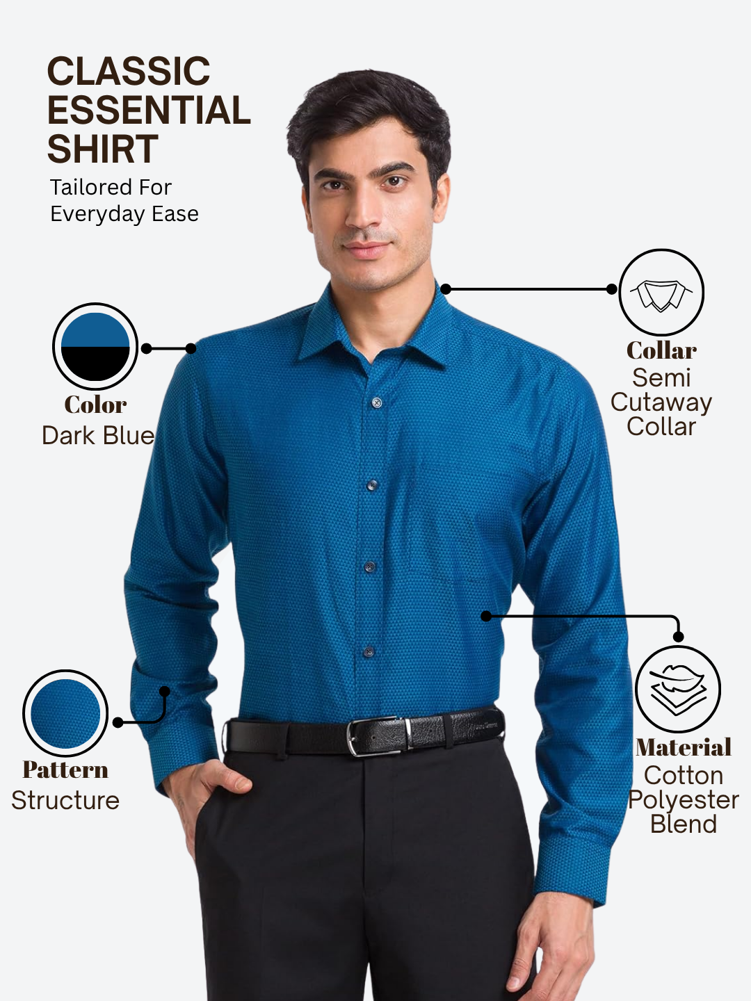 Park Avenue Men Blue Slim Fit Structure Formal Shirt