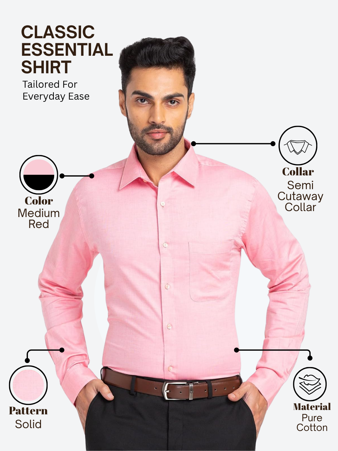 Raymond Men Pink Slim Fit Solid Formal Shirt