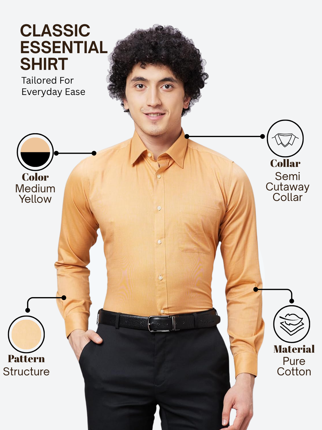Raymond Men Yellow Slim Fit Structure Formal Shirt