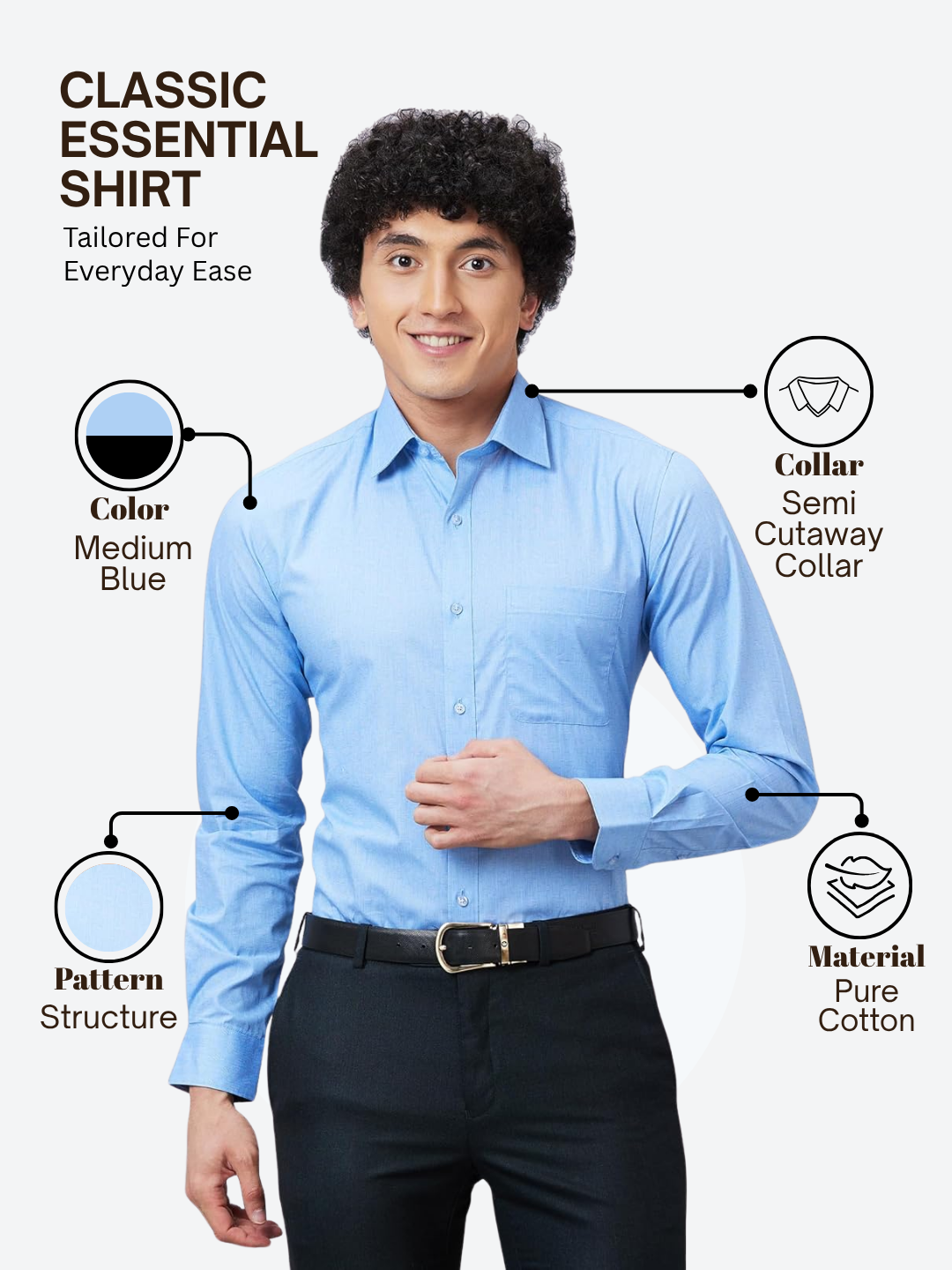 Raymond Men Blue Slim Fit Structure Formal Shirt