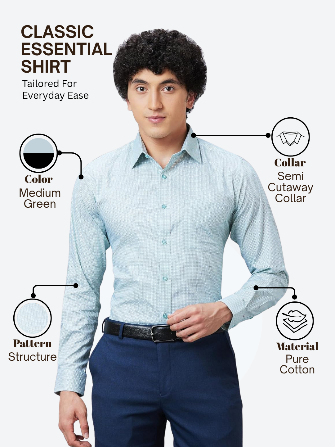 Raymond Men Green Slim Fit Structure Formal Shirt