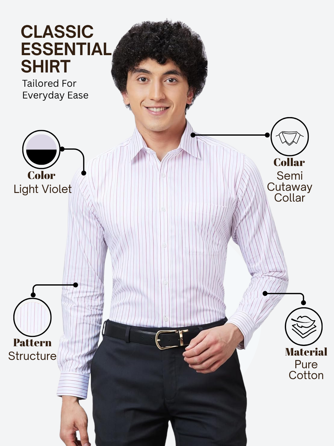 Raymond Men Violet Slim Fit Structure Formal Shirt
